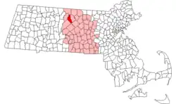 Location in Worcester County in Massachusetts