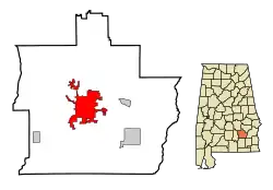 Location within شهرستان پایک، آلاباما (left) and آلاباما (right)