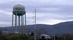Pikeville, with the Cumberland Plateau rising in the distance