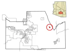 Location in Pinal County و ایالت آریزونا