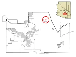 Location in Pinal County and the state of آریزونا