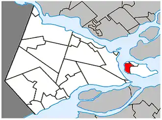 Location within Vaudreuil-Soulanges Regional County Municipality.