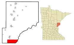 Location of the city of Rock Creekwithin Pine County, Minnesota