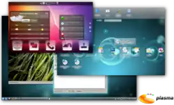 A computer desktop with glossy and nature-inspired imagery.