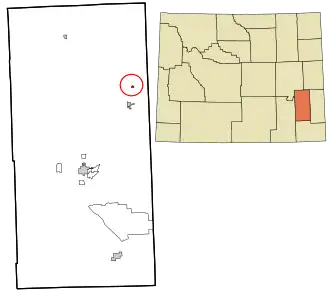 Location in شهرستان پلت، وایومینگ and the state of وایومینگ.
