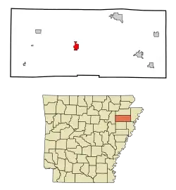 Location in Poinsett County and the state of آرکانزاس