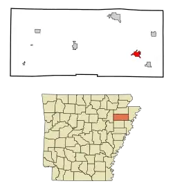 Location in Poinsett County and the state of آرکانزاس