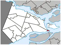 Location within Vaudreuil-Soulanges Regional County Municipality