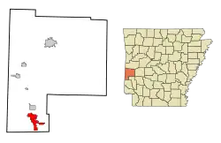 Location in Polk County and the state of آرکانزاس