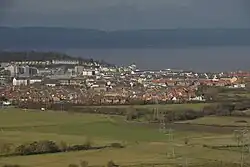View across the town, looking towards the sea
