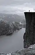 View of Preikestolen in B&W