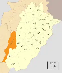 موقعیت ناحیه دیره غازی خان در نقشه