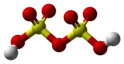 Ball and stick model of disulfuric acid