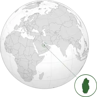 موقعیت و گستره قطر (سبز تیره) در شبهجزیرهٔ عربستان