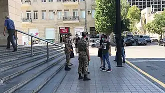 Journalists with the servicemen in Baku