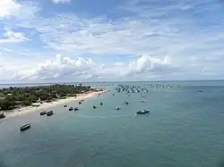 Aerial view of the Rameswaram island from Pamban Bridge
