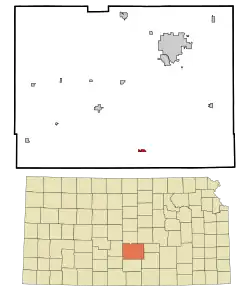 Location of Pretty Prairie, Kansas