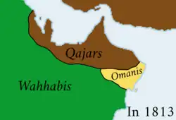 نقشه تصرفات ایران در شرق شبهجزیره عربستان