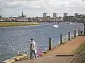 The River Irvine with the town in the background.