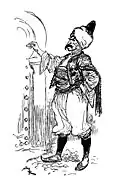 یکی از چهل دزد در خانه علی‌بابا را علامت‌گذاری می‌کند.