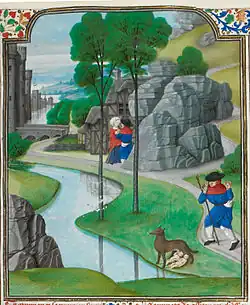 از Romuleon، یک نسخهٔ خطی نگارگری‌شده (کتابخانه بریتانیا، ۱۴۸۰)