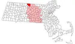 Location in Worcester County in Massachusetts