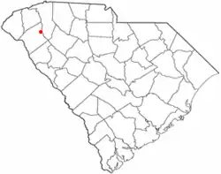 Location of Williamston, South Carolina