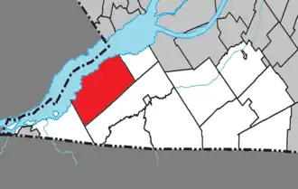 Location within Le Haut-Saint-Laurent Regional County Municipality.