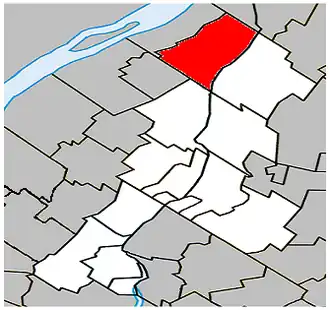 Location within La Vallée-du-Richelieu Regional County Municipality.