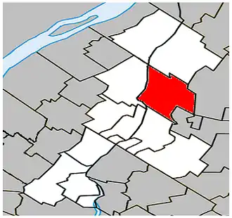 Location within La Vallée-du-Richelieu Regional County Municipality.
