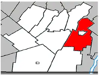 Location within Les Jardins-de-Napierville Regional County Municipality.