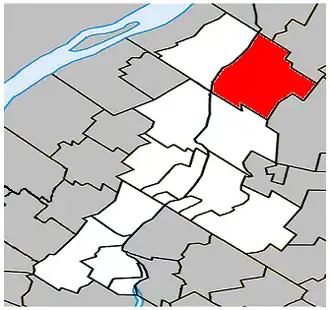 Location within La Vallée-du-Richelieu Regional County Municipality.
