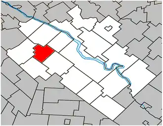 Location within Drummond Regional County Municipality.