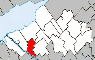 Location within Nicolet-Yamaska Regional County Municipality.