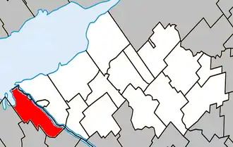 Location within Nicolet-Yamaska Regional County Municipality.