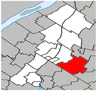 Location within La Vallée-du-Richelieu Regional County Municipality.