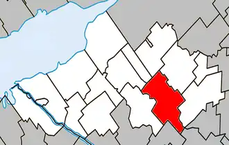 Location within Nicolet-Yamaska Regional County Municipality.