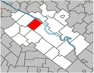 Location within Drummond Regional County Municipality.