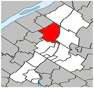Location within La Vallée-du-Richelieu Regional County Municipality.