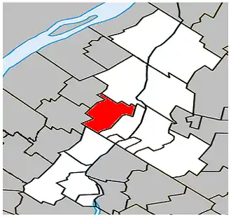 Location within La Vallée-du-Richelieu Regional County Municipality.