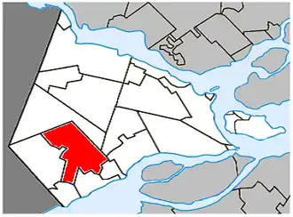 Location within Vaudreuil-Soulanges Regional County Municipality.