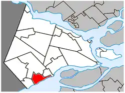 Location within Vaudreuil-Soulanges Regional County Municipality.