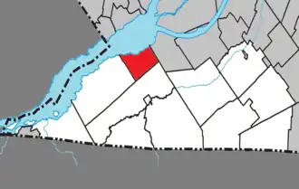 Location within Le Haut-Saint-Laurent Regional County Municipality.