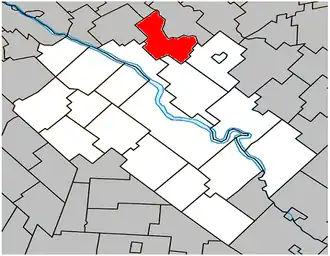 Location within Drummond Regional County Municipality.