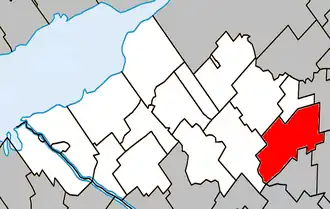 Location within Nicolet-Yamaska Regional County Municipality.