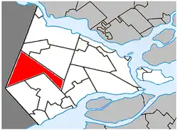 Location within Vaudreuil-Soulanges Regional County Municipality