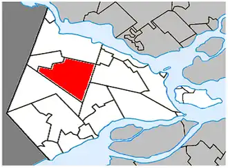 Location within Vaudreuil-Soulanges Regional County Municipality.