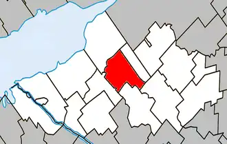Location within Nicolet-Yamaska Regional County Municipality.