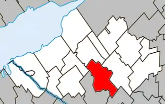 Location within Nicolet-Yamaska Regional County Municipality.