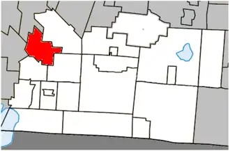 Location within Brome-Missisquoi Regional County Municipality.